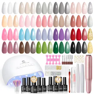 PEACECOLOR Gel Nail Polish Kit with UV Light Lamp Bottles Base No Wipe Matte Glitter Top Coats Adhesive Tools Gifts for Women