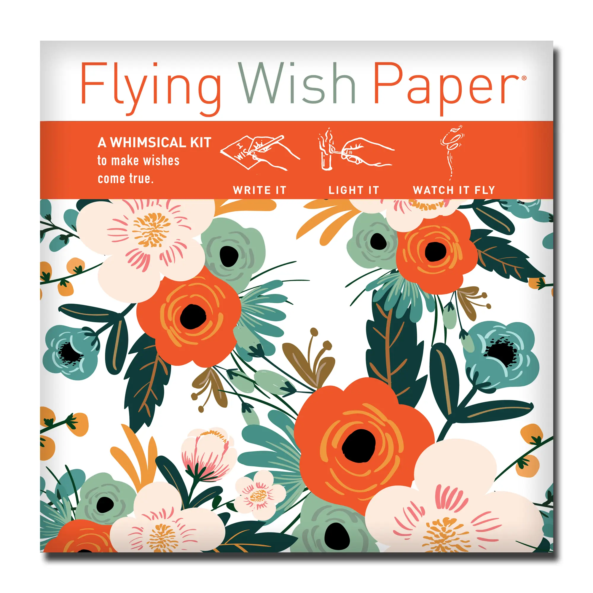 ORANGE BLOSSOMS Flying Wish Paper - Fresh Start Wishes That Bloom & Soar | Whimsical Wish Release Kit with Writing Sheets, Launch Platforms & Pencil – Magical Creative Activity for Weddings, New Beginnings & Celebrations