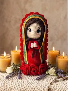 Handmade Crochet Virgin Mary Doll, Catholic Home Decor