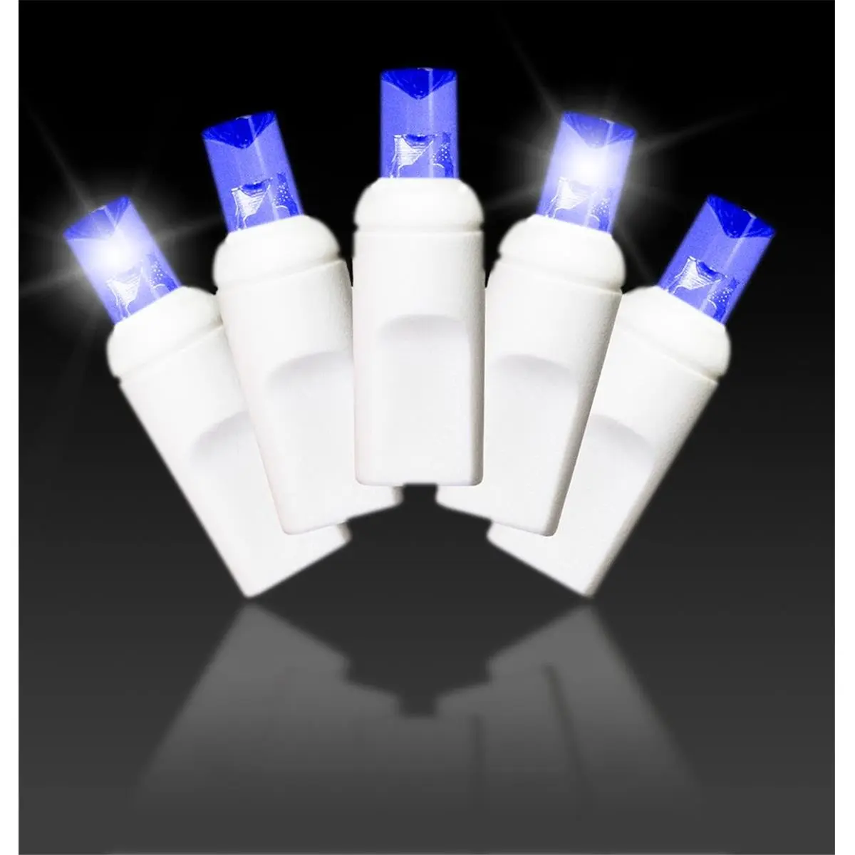 212 MAIN 5mm Twinkling LED Decoration Lights Set - 50-Count, UL Listed, 5mm x 0.25in Conical Wide-Angle Lenses, 4in Spacing Wire, 22 Gauge Wire, 25ft Long, 4.8W, Blue & White, for Birthday Decor, Brighter Point of Light