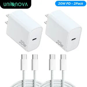 UNIQNOVA iPhone 17/16/15 Fast Charger USB-C to USB-C 20W Adapters + Cable Sync Cord for iPhone iPad Pro Galaxy Pixel Android Smartphone Cellphone Mobile