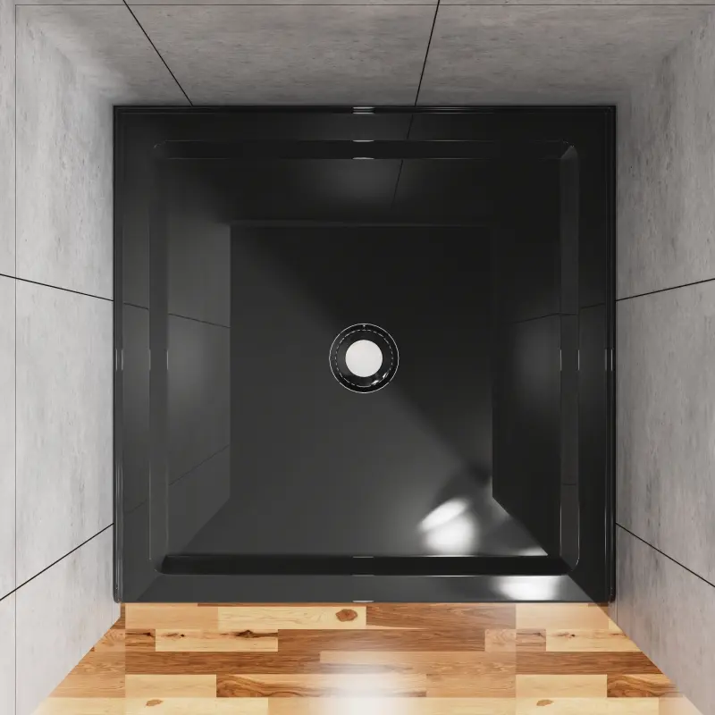 Goodyo 36"x36" Shower Base 3.5" Height Anti-slip Acrylic Center Drain Single Threshold Shower Basin in Black