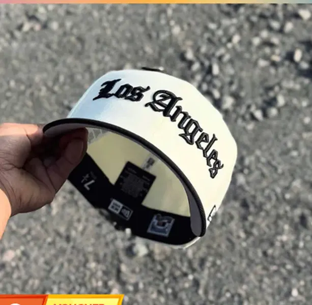 Vintage Los Angeles Old English Script Side Patch Flat Brim Fitted Baseball Cap