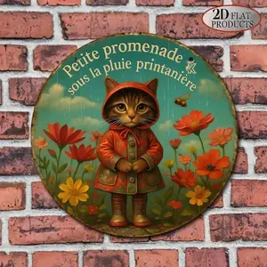 Aluminum Vintage Garden Kitten Sign for Bedroom Study Cafe Pet Corner Home Wall Decor