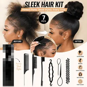Sleek Hair Styling Kit for Clean Girl Hairstyles, Slick Bun, Baby Hair & Perfect Parts with Edge Brush