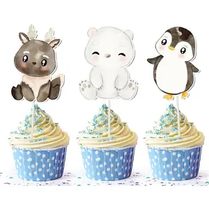 Arctic Wonders Cupcake Toppers - Set of 10 - Adorable Polar Wildlife Decorations for Desserts