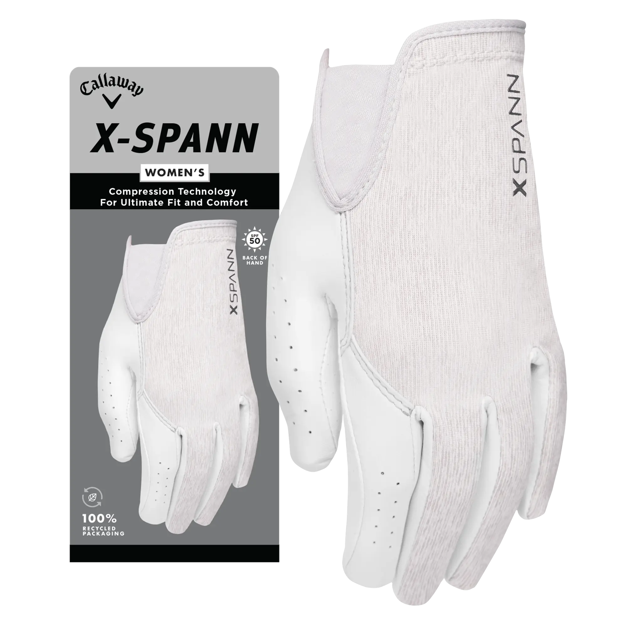Callaway Golf Women's X-Spann Golf Glove in White | Size: Large