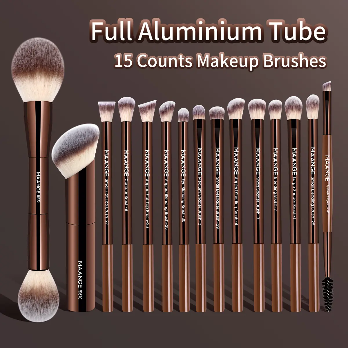 MAANGE 15pcs Makeup Brush Set, Cosmetics Brushes Set, Professional Soft Cosmetic Brushes, Face Makeup Brushes for Foundation, Blush, Eyeshadow & More, Essential Beauty Tools, Makeup Accessories Gifts for Friends, Essential Brush Kit