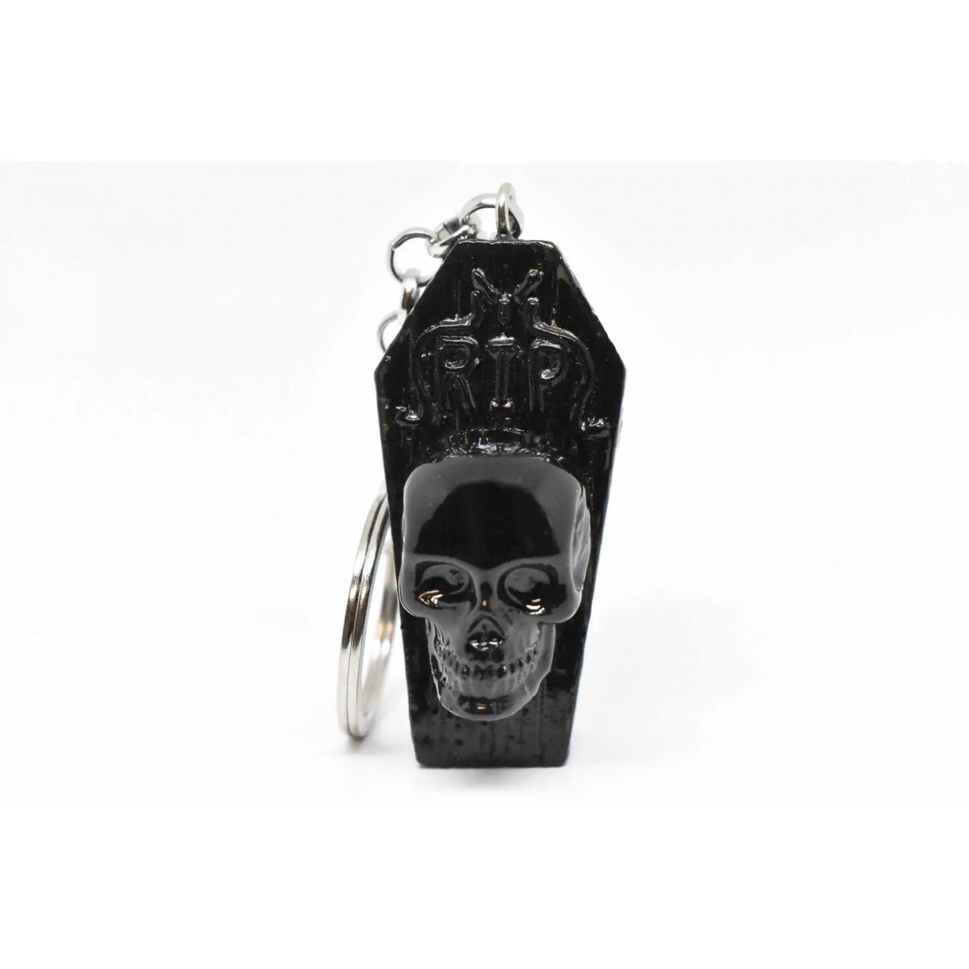 Coffin and Black Skull Keychain