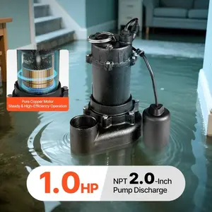 VEVOR Submersible Cast Iron Sewage/Effluent Pump, 1/3-1 HP, 3000-5200 GPH Cast Iron Sewage/Effluent Pump with Automatic Tethered Float Switch, 2-Inch NPT Discharge, 120V, 25 ft Max Lift, for Basement, Septic Tank, Residential