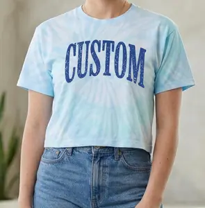 Custom Text Tye Dye Crop Top, DTG Printed