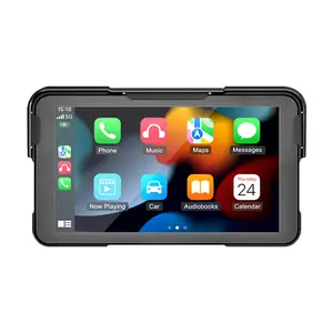 Venbes Motorcycle GPS Screen, 5 Inch Touchscreen GPS Navigation, Wireless Carplay & Android Auto Support, Bluetooth-compatible Compatible, Waterproof Design