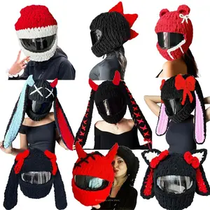 New Christmas Plush Cover Motorcycle Helmet Accessories Motocross Full Face Woman Helmet Decoration Helmet Cosplay Styling