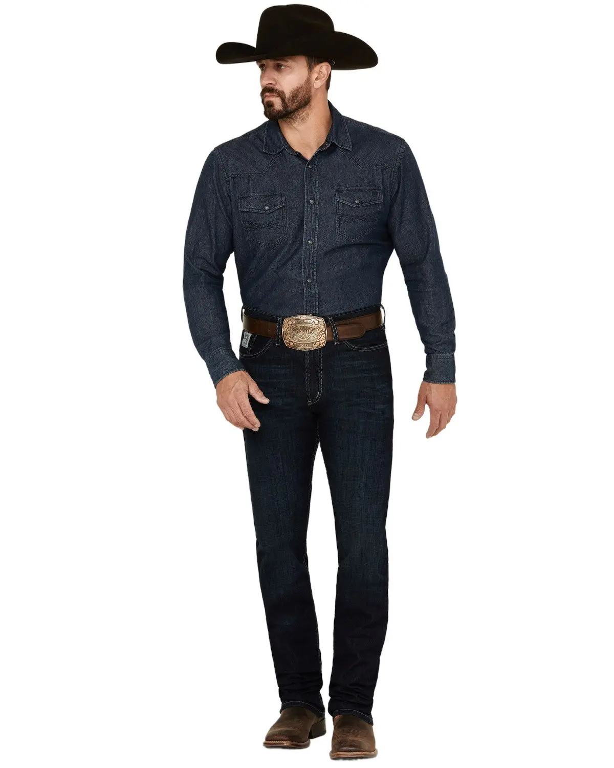 Cinch Men's Silver Label Dark Wash Slim Straight Stretch Denim Jeans - Mb98034007