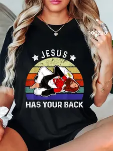 100% Cotton Brazilian Jiu Jitsu Jesus Jesus Has Your Back T-Shirt Christ Christian Tops