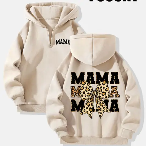 Women's Letter & Leopard Print Hoodie Tops, Basic Casual Long Sleeve Graphic Hooded Sweatshirt for Fall & Winter, Women's Clothes & Womenswear for Daily Wear, Hoodie Clothing Tops