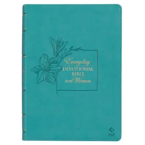 Floral Teal Faux Leather NLT Everyday Devotional Bible for Women outdoorfun