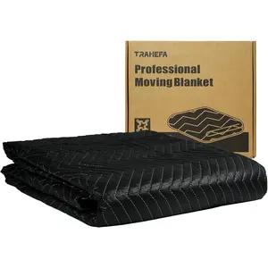 80 x 72 Inches Quilted Heavy Duty Padded Moving Blanket, Furniture Moving Protection Blanket 1 Piece Black