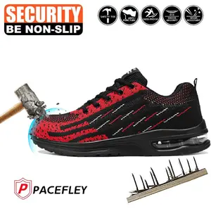 Steel Toe Unisex Lightweight Safety Sneakers Puncture Resistant Breathable All-Day Comfort Boot Mesh Anti-Smashing European Standard Impact Protection