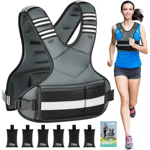 Weighted Vest Adjustable Weights for Women, 6-12 Lbs Weight Vest for Walking with Plus Size Pocket, Ruck Vest with 6 Ironsand Weights & Reflective Strip for Running, Workouts & Strength Training
