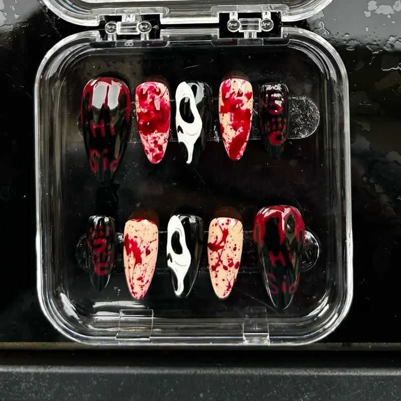 Ghost face inspired press on nails