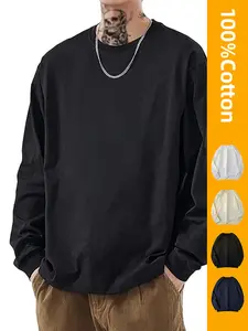 Men's 100% Cotton Long Sleeve T - Shirt - Soft Casual Essential for Versatile Looks