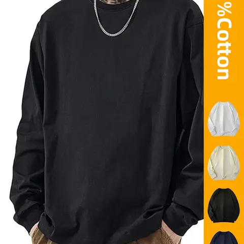 Men's 100% pure cotton long sleeved T-shirt - a soft and casual must-have