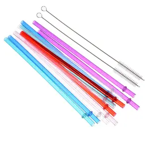 Reusable Drinking Straw, 12/24/36pcs Reusable Drinking Straw with 2pcs Cleaning Brush, Clear Drinking Straw for Home Kitchen Canteen Party