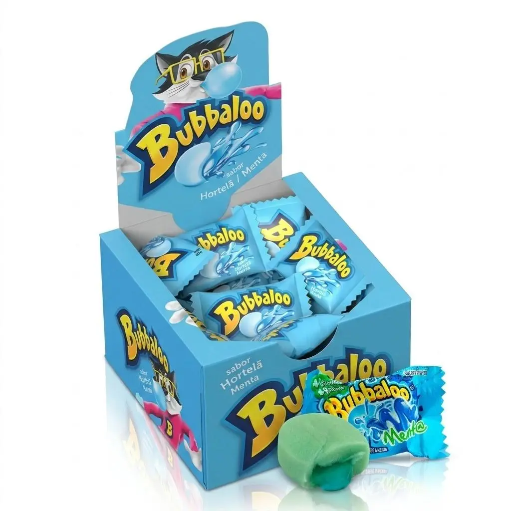 Bubbaloo Brazil Import Chicle Mint Chewing Gum 60ct Box
