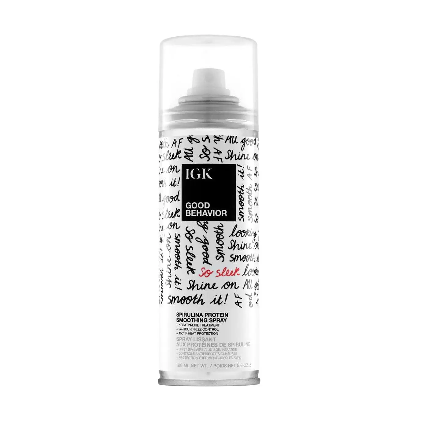 IGK GOOD BEHAVIOR Spirulina Protein Smoothing Spray | Keratin Like Treatment + Frizz Control + Heat Protectant | Vegan + Cruelty Free | 186ml | 5.6 oz