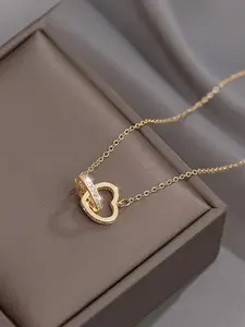 Fashion Heart Design Pendant Necklace, Simple Design Temperament Necklace for Women for Party, Daily Decor, Trendy All-match & Exquisite Jewelry for Birthday Gift