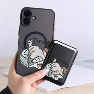 Cute Business Magnetic Card Holder Protective Phone Case Cover for iPhone, Durable Protection, Magnetic Card Storage, Ideal Gift for Men and Women