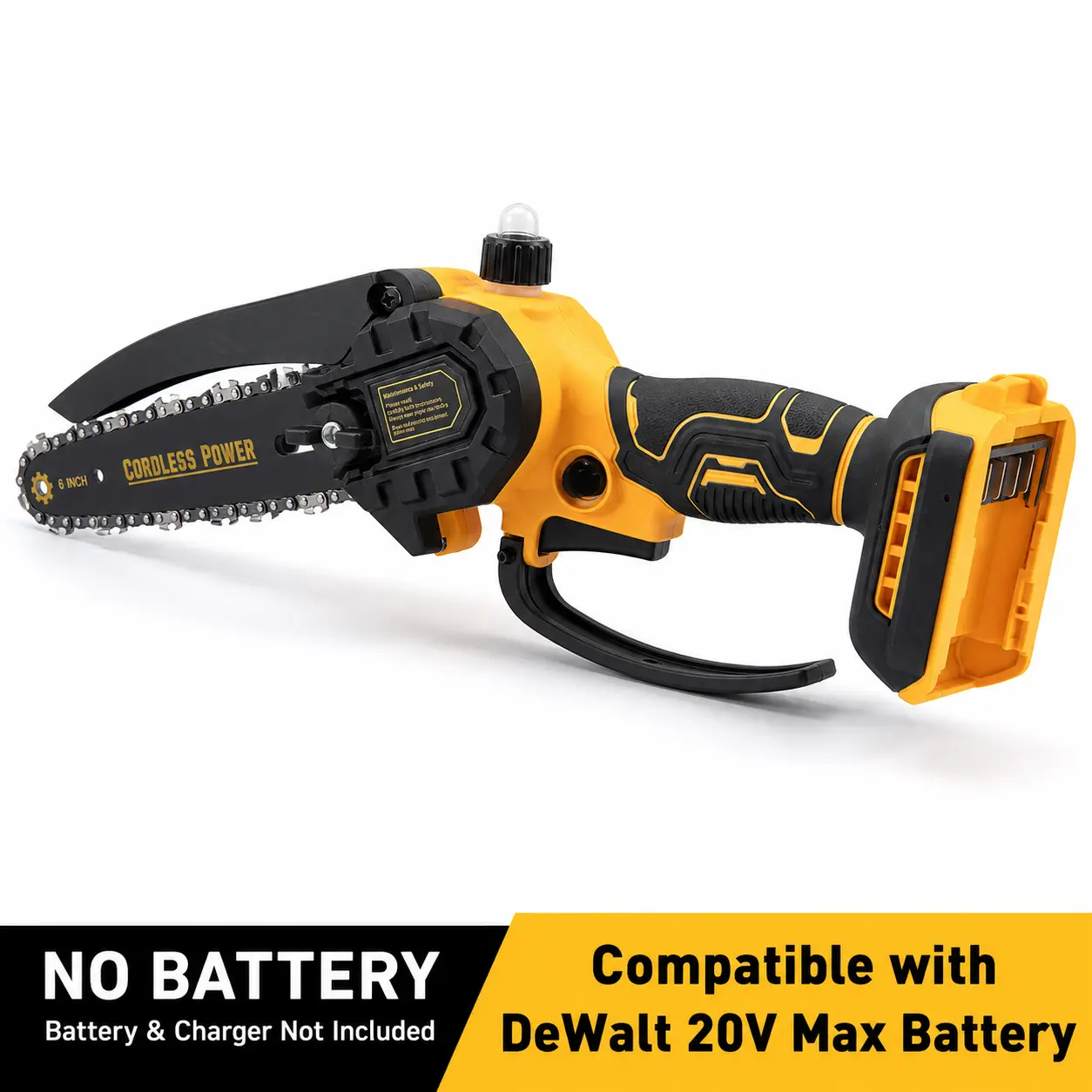 6-Inch Cordless Electric Chainsaw (Tool Only, No Battery) - Compatible With DeWALT 20V MAX Battery, Ideal For Yd & Garden Branch Trimming