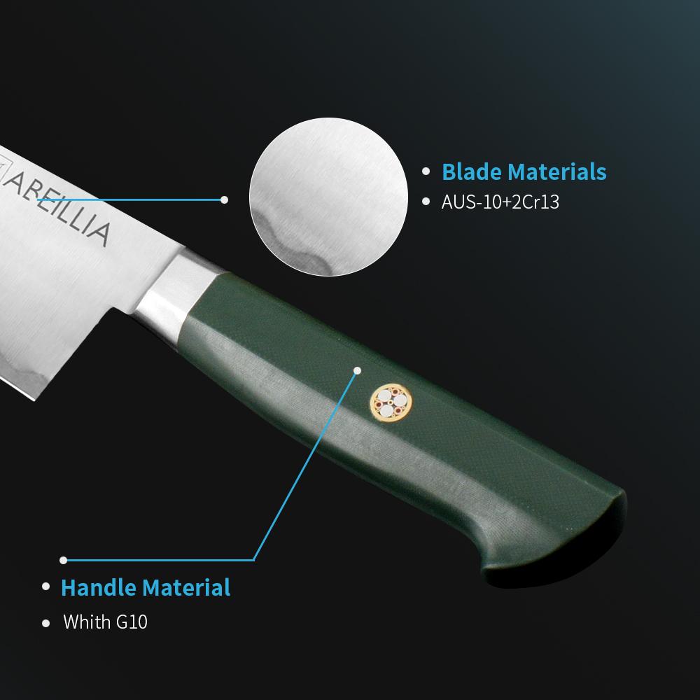 Chef Kitchen Knife, For Daily Home Cooking & Pro Kitchens, AUS-10 Edge with 2Cr13 Back Steel, Precision Flat Grind Performance, Japanese Artisan Craft & G10 Non-Slip Grip – Home Chef & Collector Gift for Cooking Enthusiasts | Abeillia Saturn 8 Inch