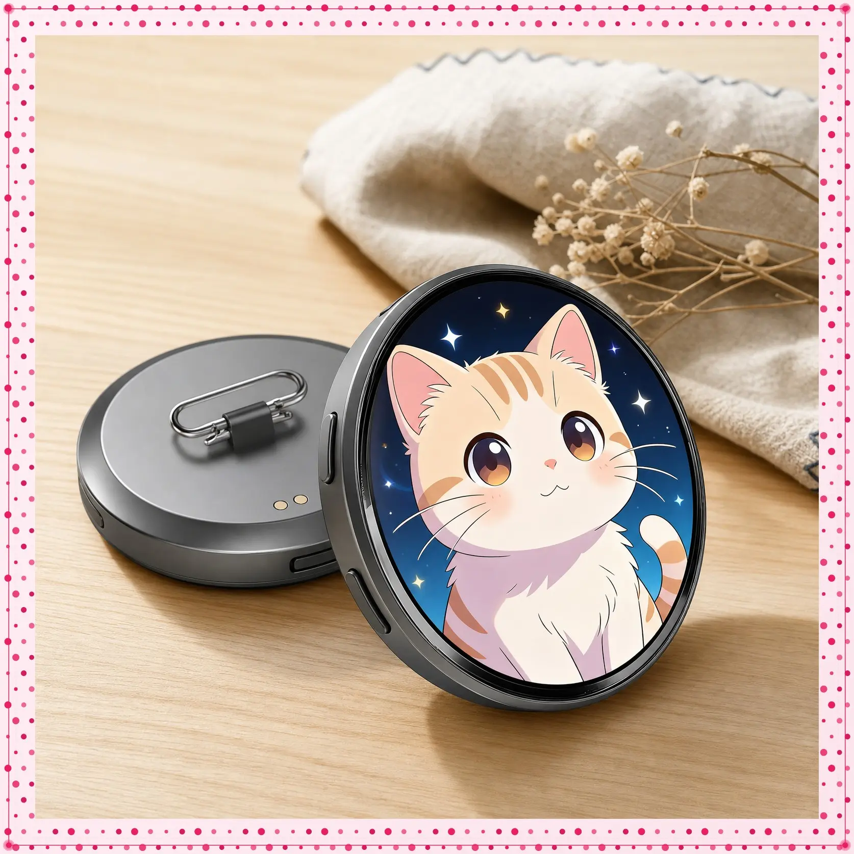 1.95 in HD Touchscreen Smart Electronic Display Digital Badge Pin - Bluetooth App Control, Customization for Photos, GIFs, 15s Videos, Events, ABS Backpack Accessories with Cartoon Content Support, Easy To Use