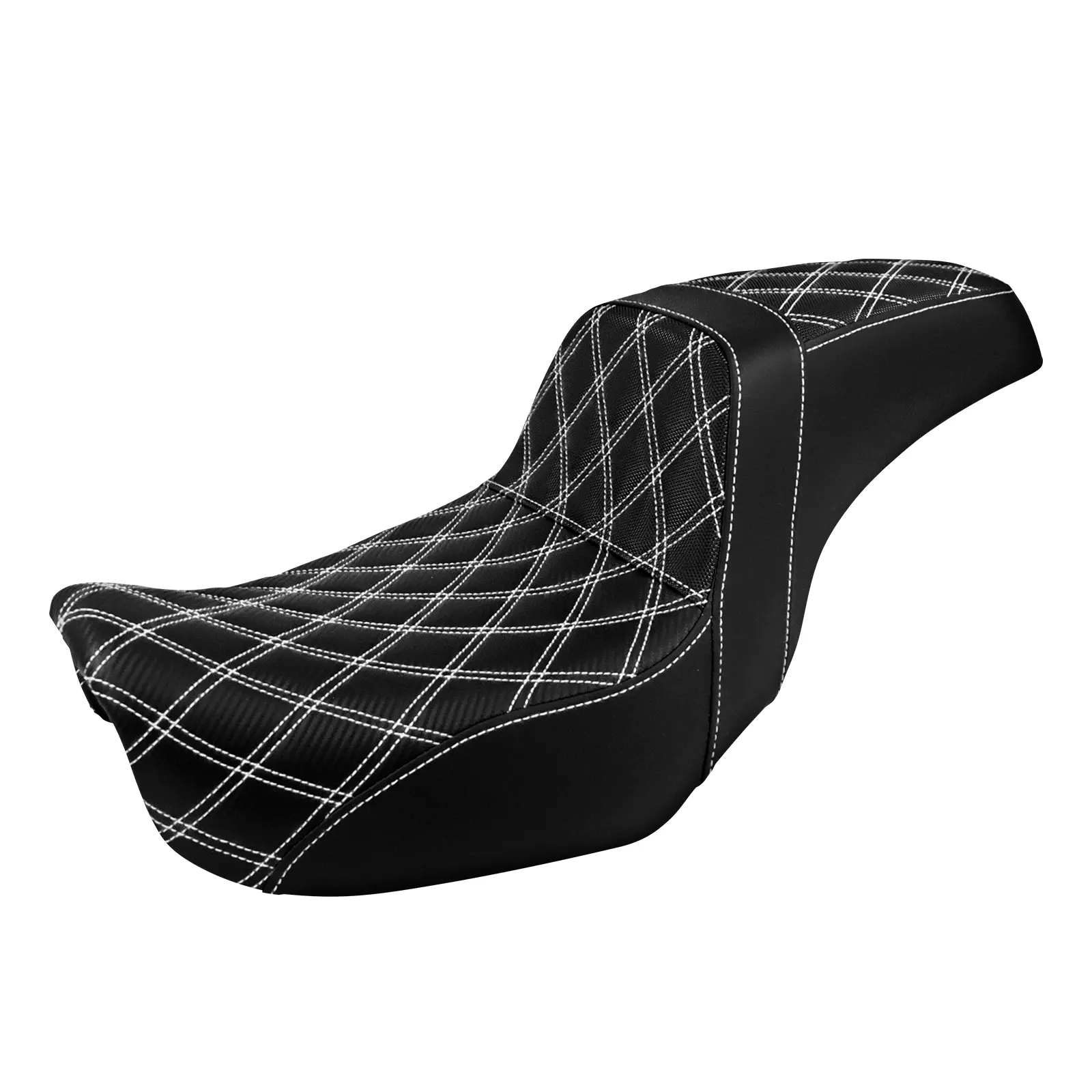 Two-Up Seat Rider Passenger Seat with White Line Fit For Harley Dyna 2006-2017