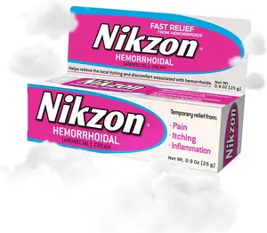 Nikzon Hemorrhoid Treatment Cream, Vasoconstrictor & Anesthetic, Fast Soothing Relief from Pain, Itching, Burning & Inflammation, 0.9 oz