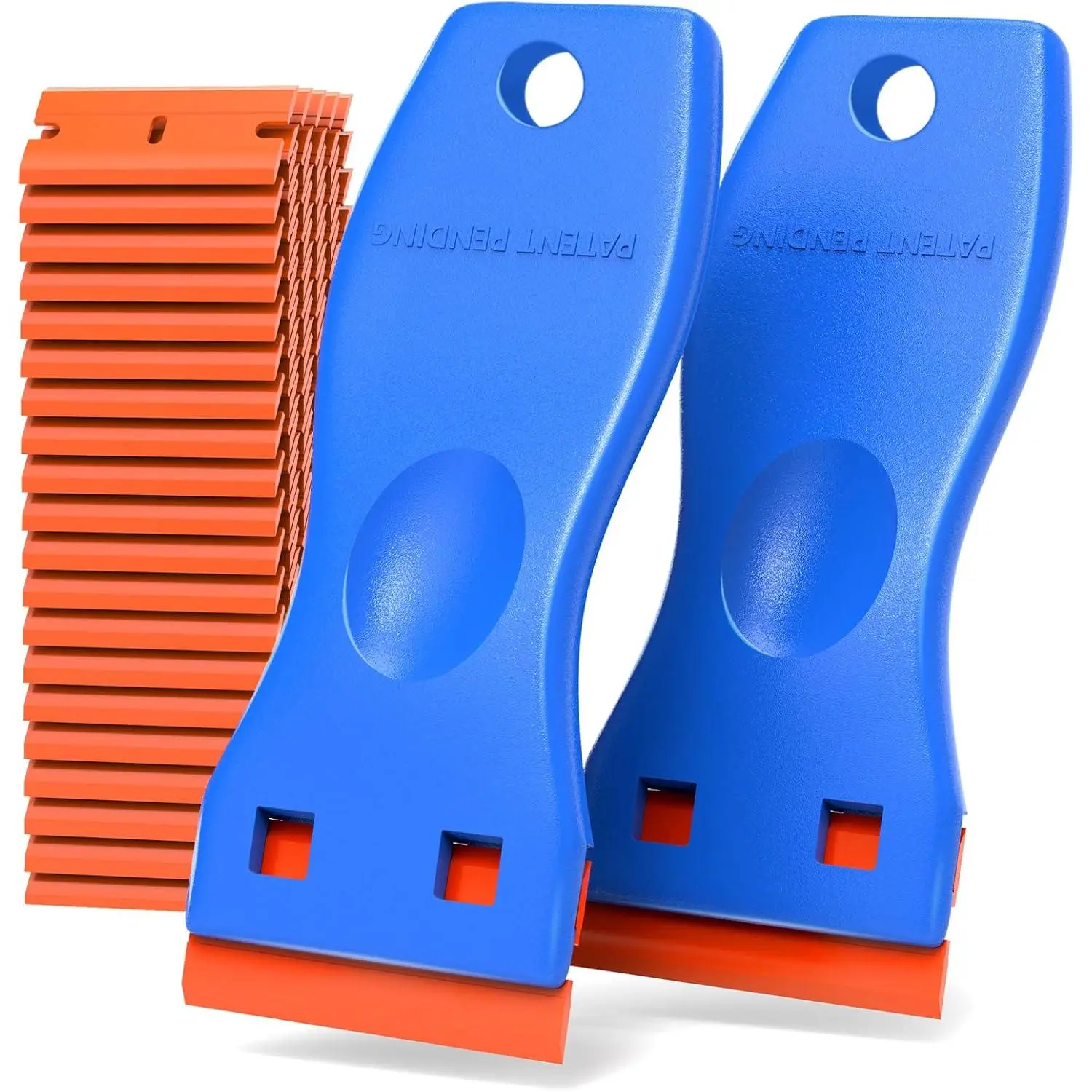 Plastic  Scraper Tool - 2 Pack Wall  Remover with 100 count Plastic  Kit No Scratch  Window Glass  Sticker Removal Floor Stove Kitchen Vinyl Adhesive Decal Tape Cleanings