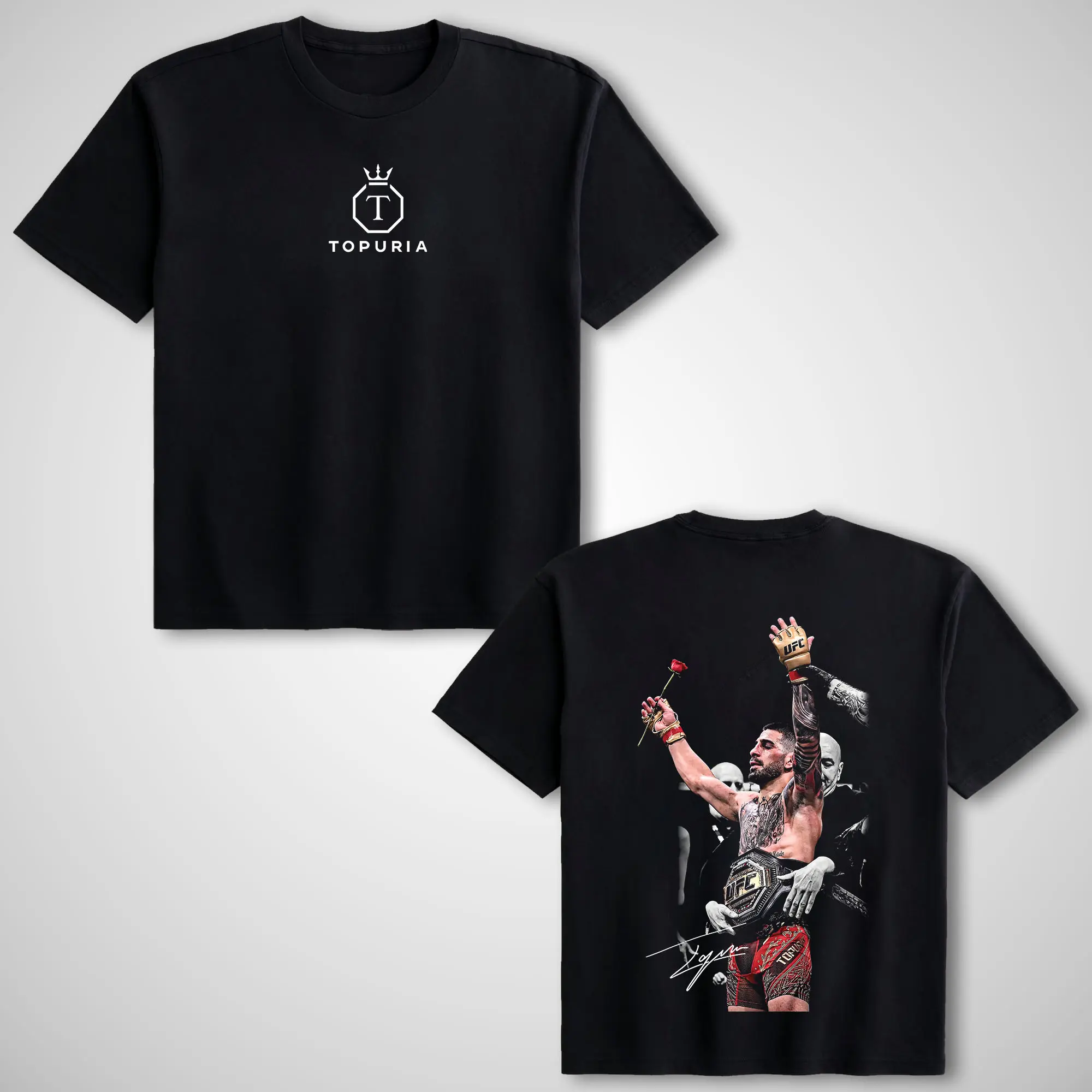 UFC Ilia Topuria Champion Graphic T-Shirt, Unisex 100% Cotton Casual MMA Streetwear, Boxing Fan Gift Apparel, Tshirt, Shortsleeve