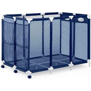 Modern Blue Pool Storage Bin| Nylon Mesh Basket Organizer For Your Goggles, Beach Balls, Floats, Swim Toys & Accessories| Air Dry Items Quickly & Easily Roll To Your Home Garage or Shed