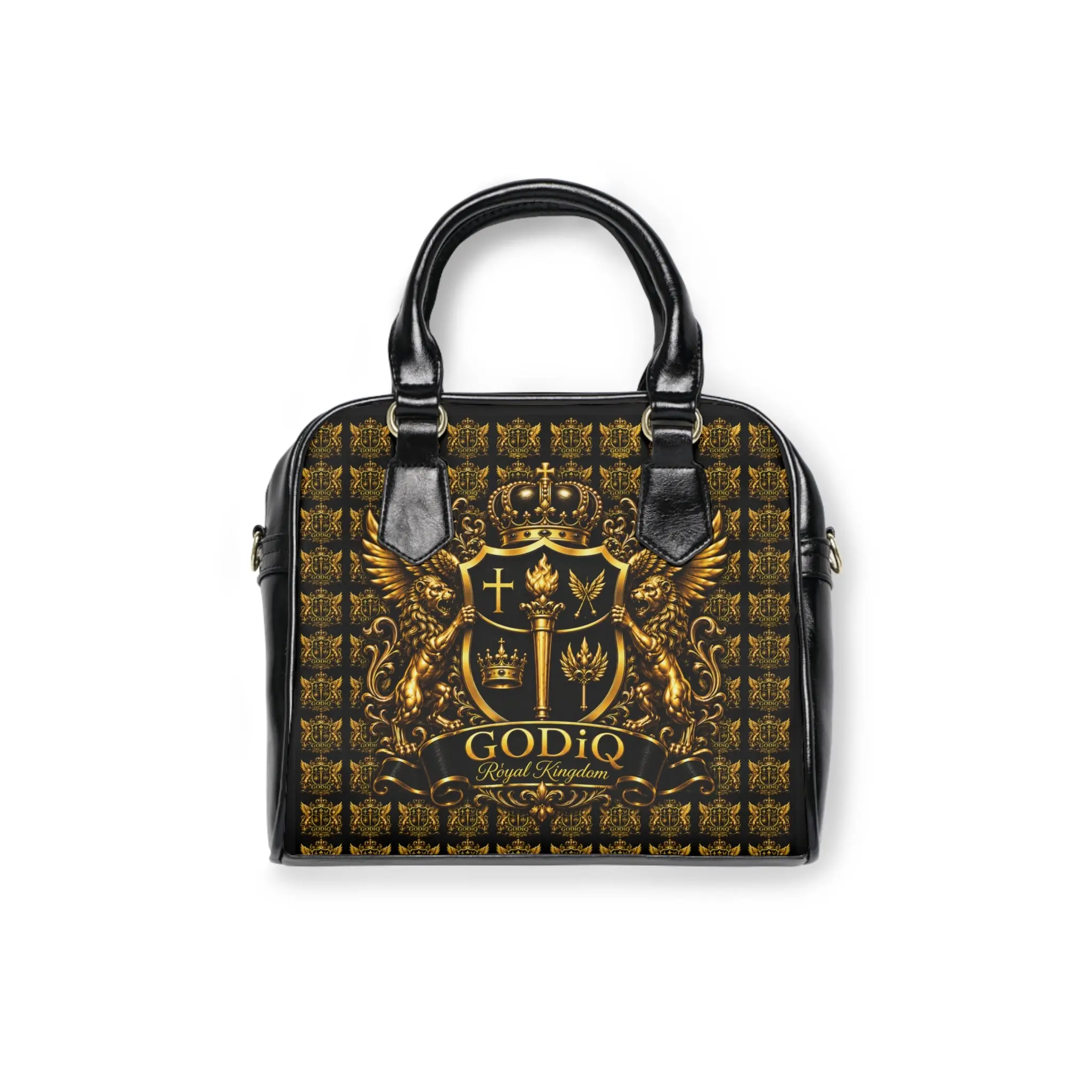 GODiQ Royal Kingdom™ Women's Ministry Shoulder Handbag – Luxury Christian Bible Purse | Premium 24K Gold Crest Designer Handbag | Elegant Church & Kingdom Tote