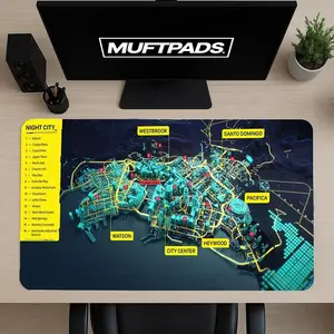 [SALE UP TO 45%] Cyberpunk 2077 Night City Map Mouse Pad_ Futuristic Gaming Desk Mat