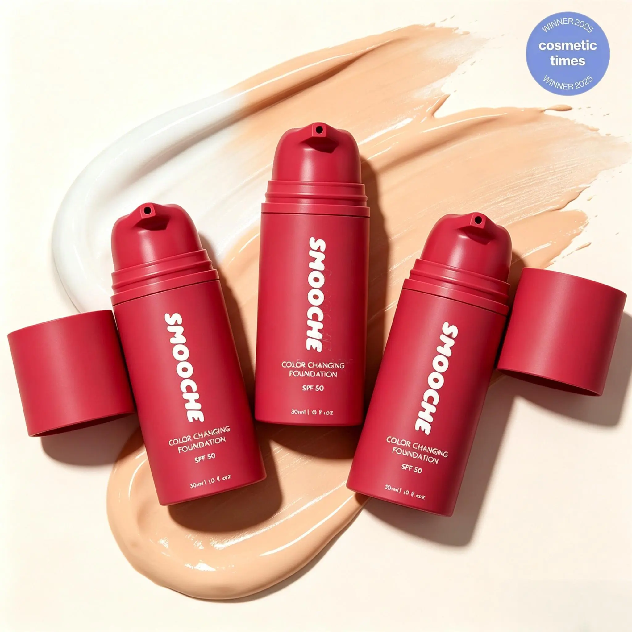 Smooche Color Changing Foundation – Shade Matching Liquid Makeup, SPF, 24H Wear, Vegan