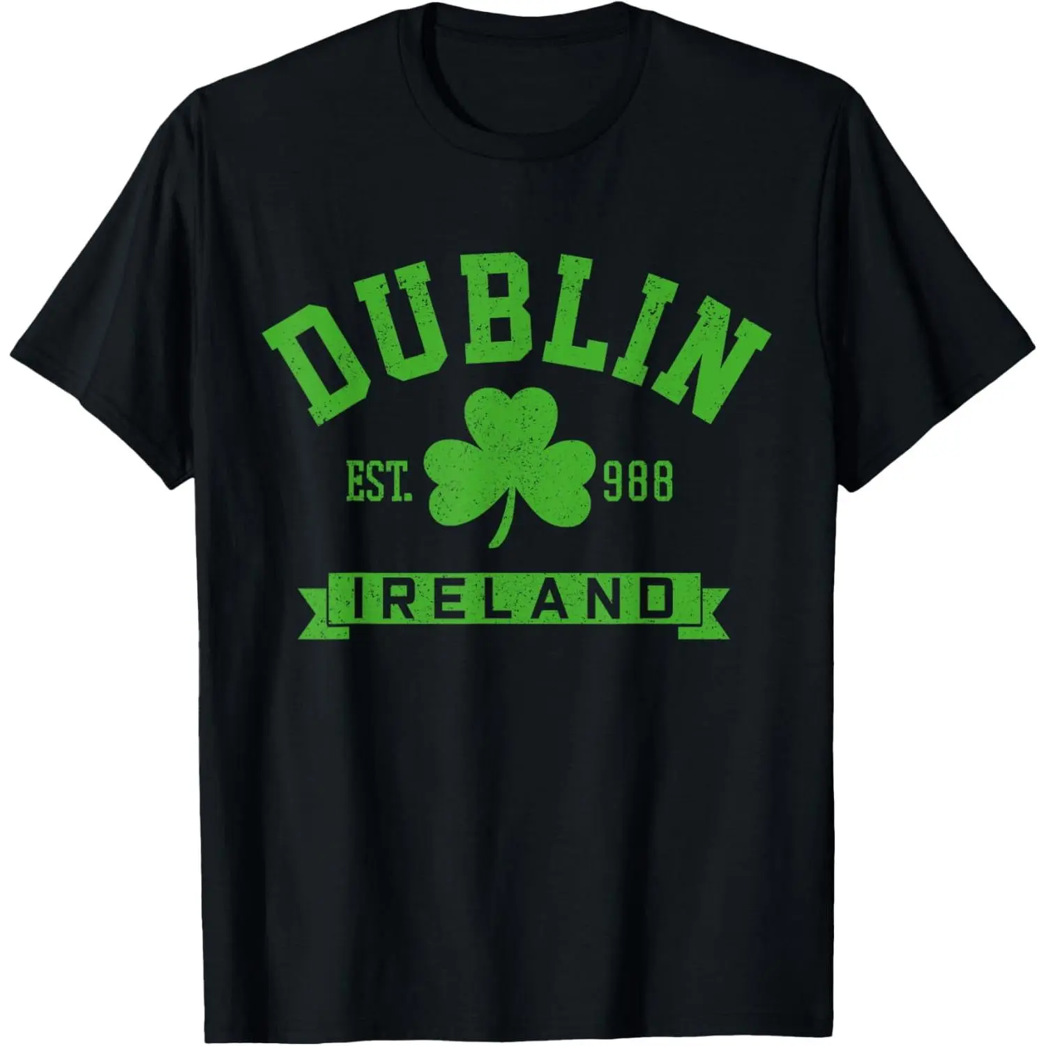 Women's Vintage Graphic Tshirt for St. Patrick's Day, 100% Cotton Funny Dublin Ireland Shamrock Print Top