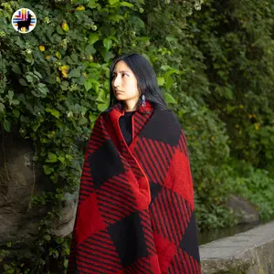 Queen's Gambit Alpaca Blanket Bohemian Design Soft Cozy 80% Alpaca 20% Acrylic Handmade Queen Size 74x94 Inches Warm Stylish for Cuddling with Stripe Pattern