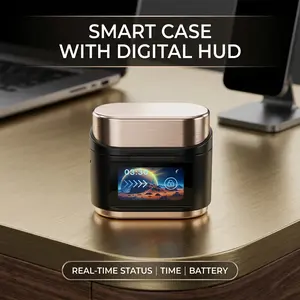 Fluffdrip BD-2 Wireless Earbuds with Smart Touch Display, Bluetooth 5.4 Headphones with Pro ANC+ENC Noise Cancelling, 16 Languages, Find My Headset & Type-C Fast Charge (2026 Edition)