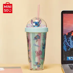 Disney Lio&Stitch Series Bubble Lid Plastic Bottle 420mL Stitch Water Bottle Portable Detachable Drinking Cup Drinking Bottle With Straw Washable Birthday Gift Children's Day Gift Drinkware