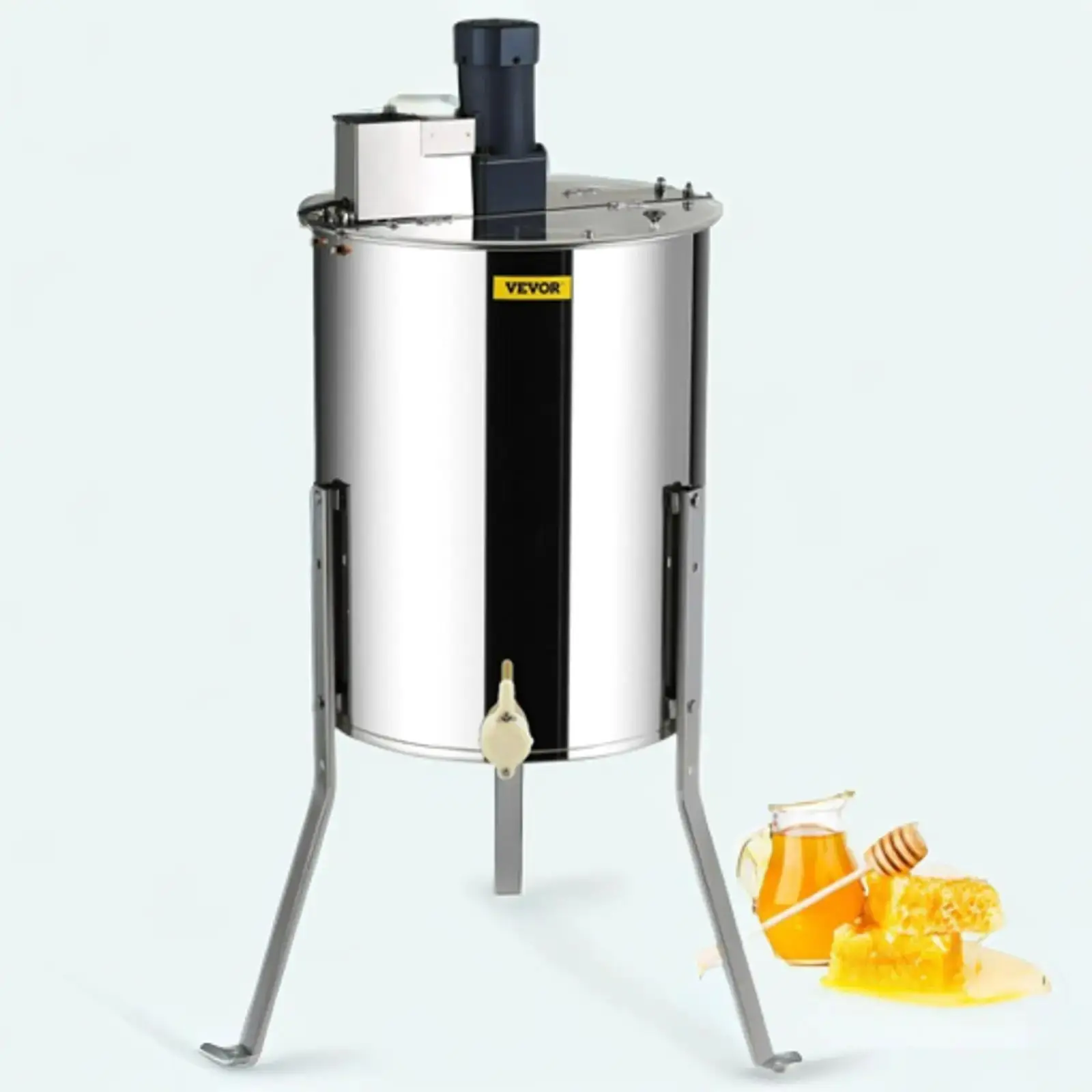 【Summerfinds】VEVOR Electric Honey Extractor, 4/8 Frames Honey Spinner Extractor, Stainless Steel Beekeeping Extraction, Apiary Centrifuge Equipment with Height Adjustable Stand, Honeycomb Drum Spinner with Lid