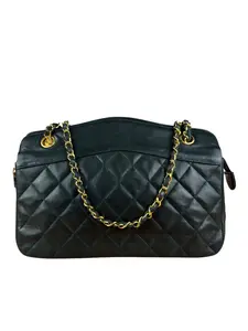 Pre-owned na Shoulder Bags Chanel Dark Green Quilted Matelasse Chain Bag 1991