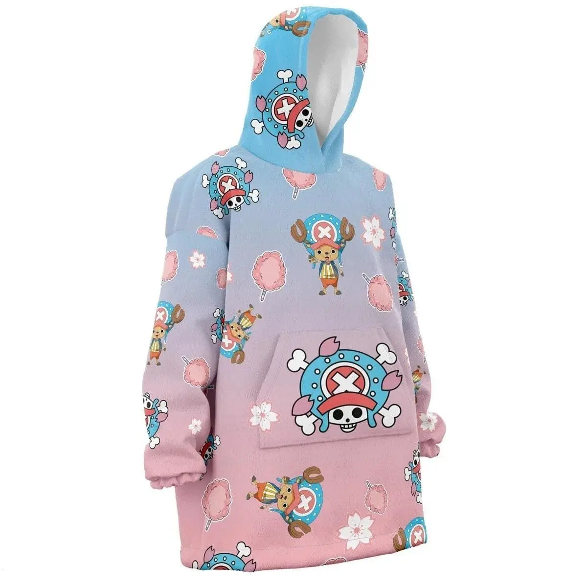 Chopper One Piece Pattern Hoodie Blanket Oversized Wearable Cozy Anime Gift